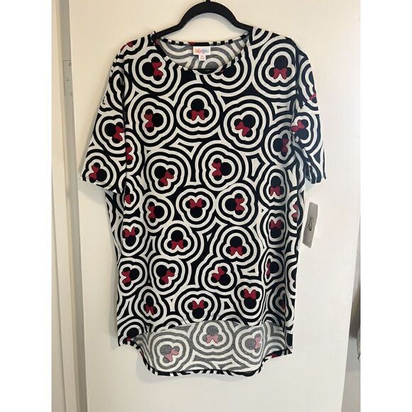 Lularoe x Disney Womens White Black Minnie Mouse AOP Size XS Perfect T-shirt NWT - Picture 1 of 3
